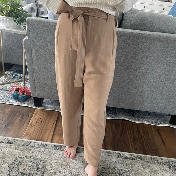 Aritiza tie front pants size 8 light brown - Picture 1 of 2